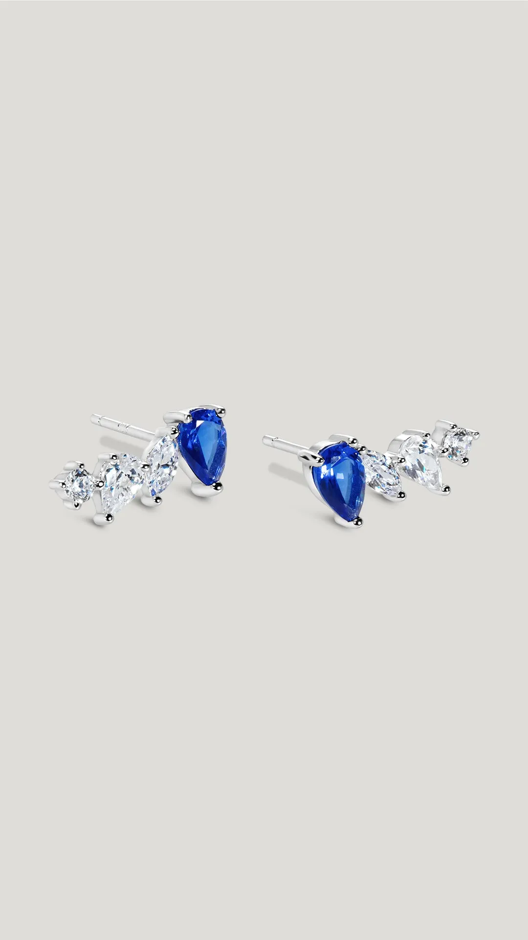 Abigail Sapphire Studs White Gold Plated