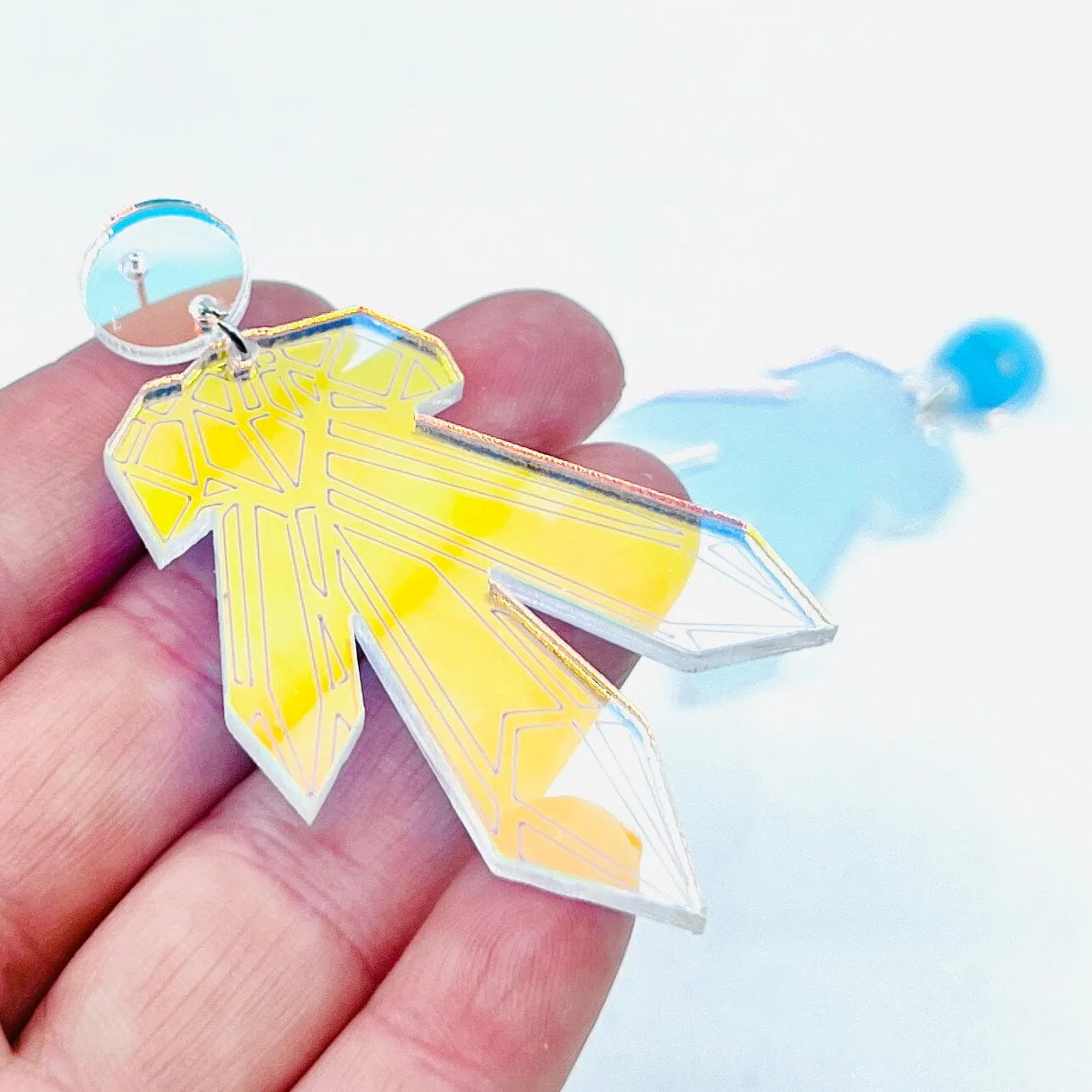 Acrylic Earrings, Iridescent Crystal