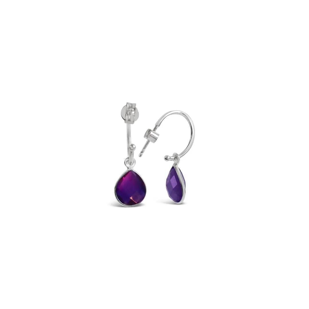 Amethyst Hoop Earrings | Silver | February Birthstone