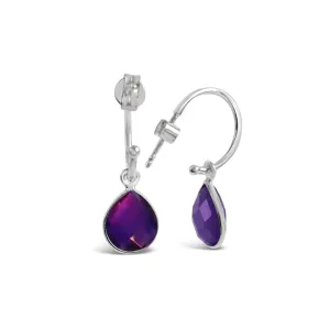 Amethyst Hoop Earrings | Silver | February Birthstone