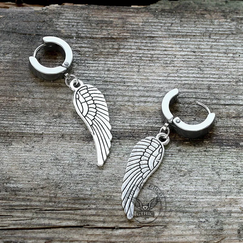 Angel Wings Stainless Steel Hoop Earrings