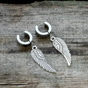 Angel Wings Stainless Steel Hoop Earrings