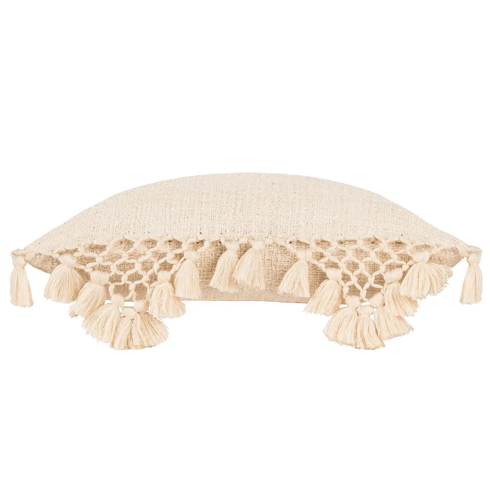 Anko Macrame Tassel Trim Cushion Oatmeal