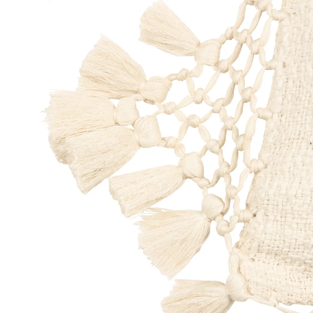 Anko Macrame Tassel Trim Cushion Oatmeal