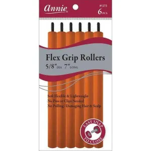 Annies Long Flexi Grip Hair Rollers, 5/8 Inches in Diameter and 7 Inches Long (#1273)