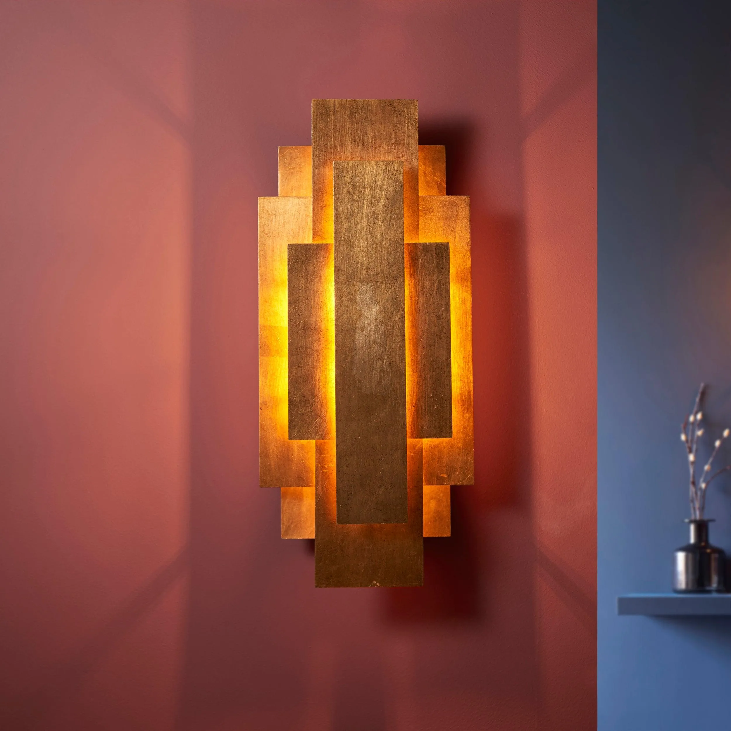 Antwerp Rectangular Gold Art Deco Wall Light