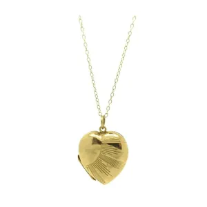 Art Deco 1920s Gold Sun Ray Heart Locket