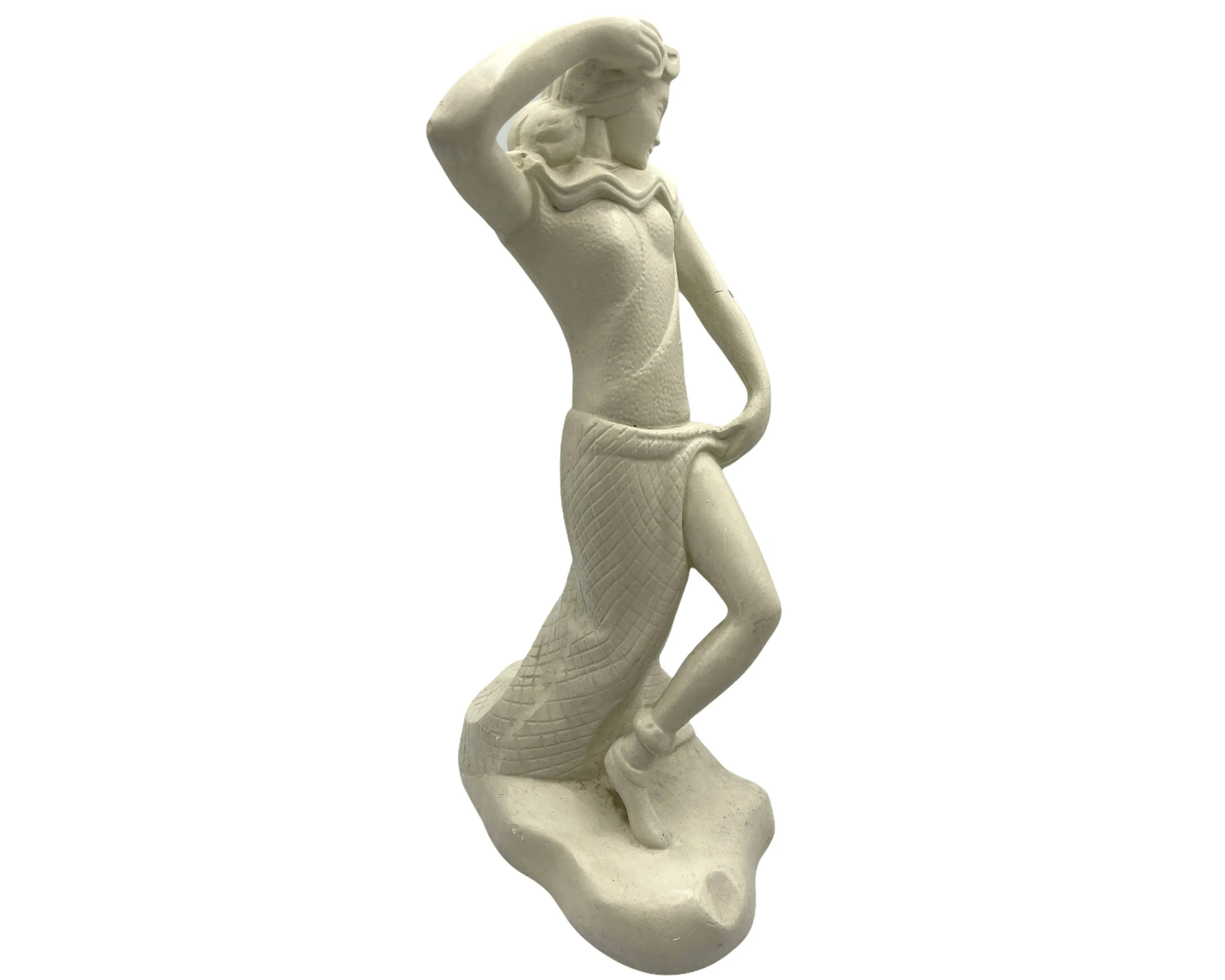 Art Deco Chalkware Dancer Lady Figurine 12.75 Hollywood Regency