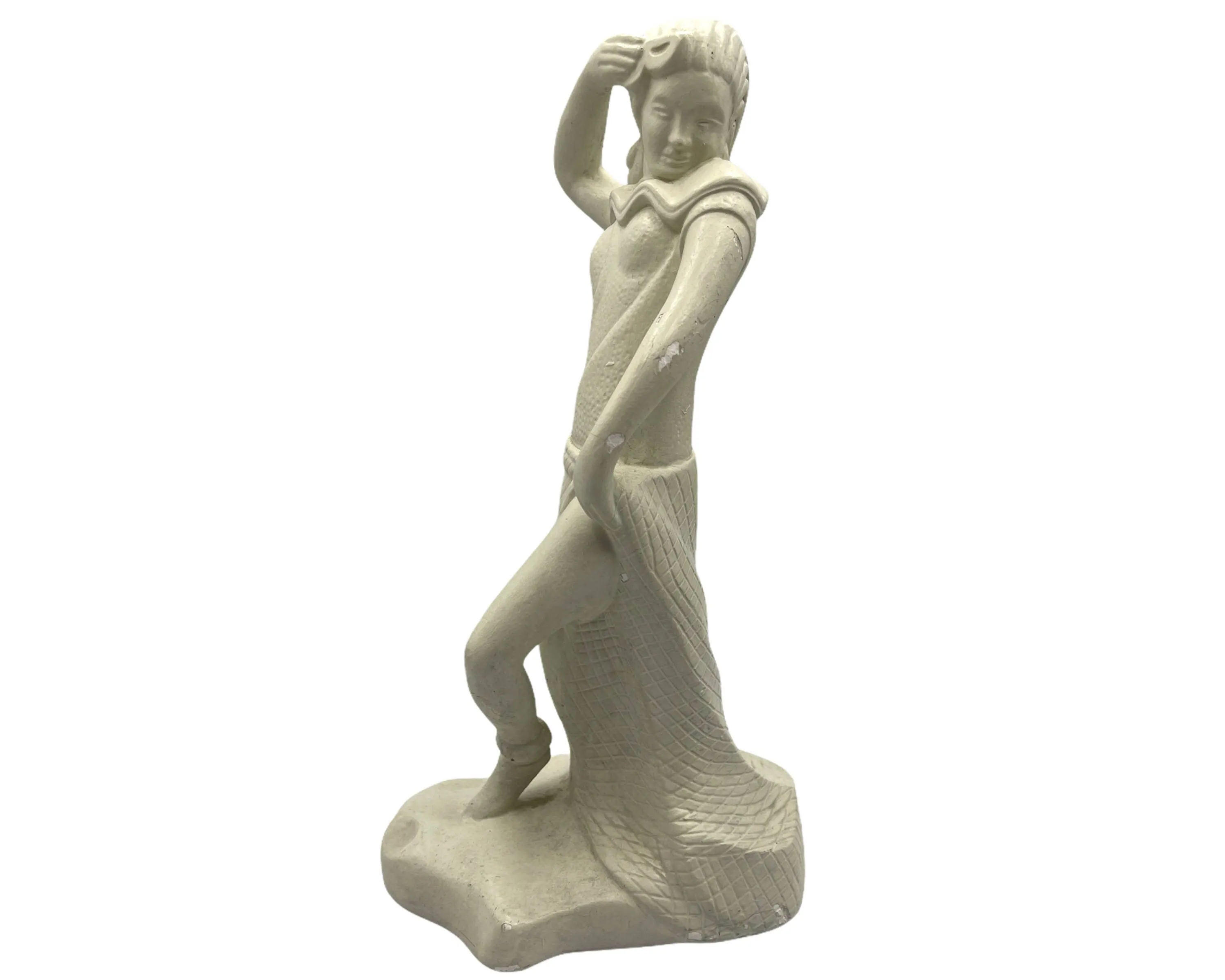 Art Deco Chalkware Dancer Lady Figurine 12.75 Hollywood Regency