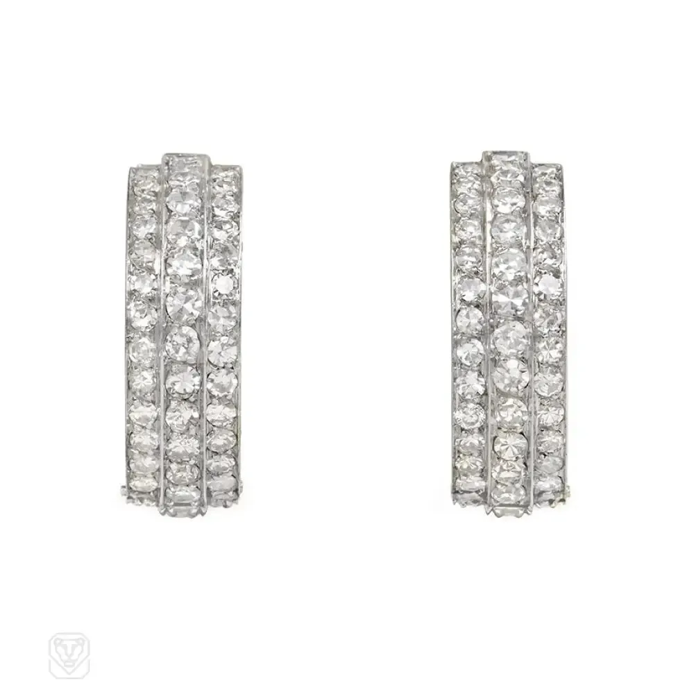 Art Deco diamond hoop earrings