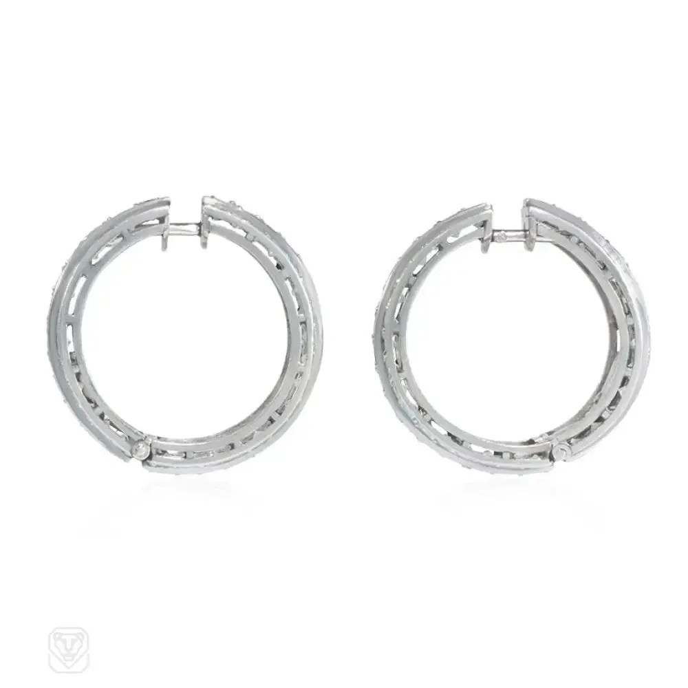 Art Deco diamond hoop earrings