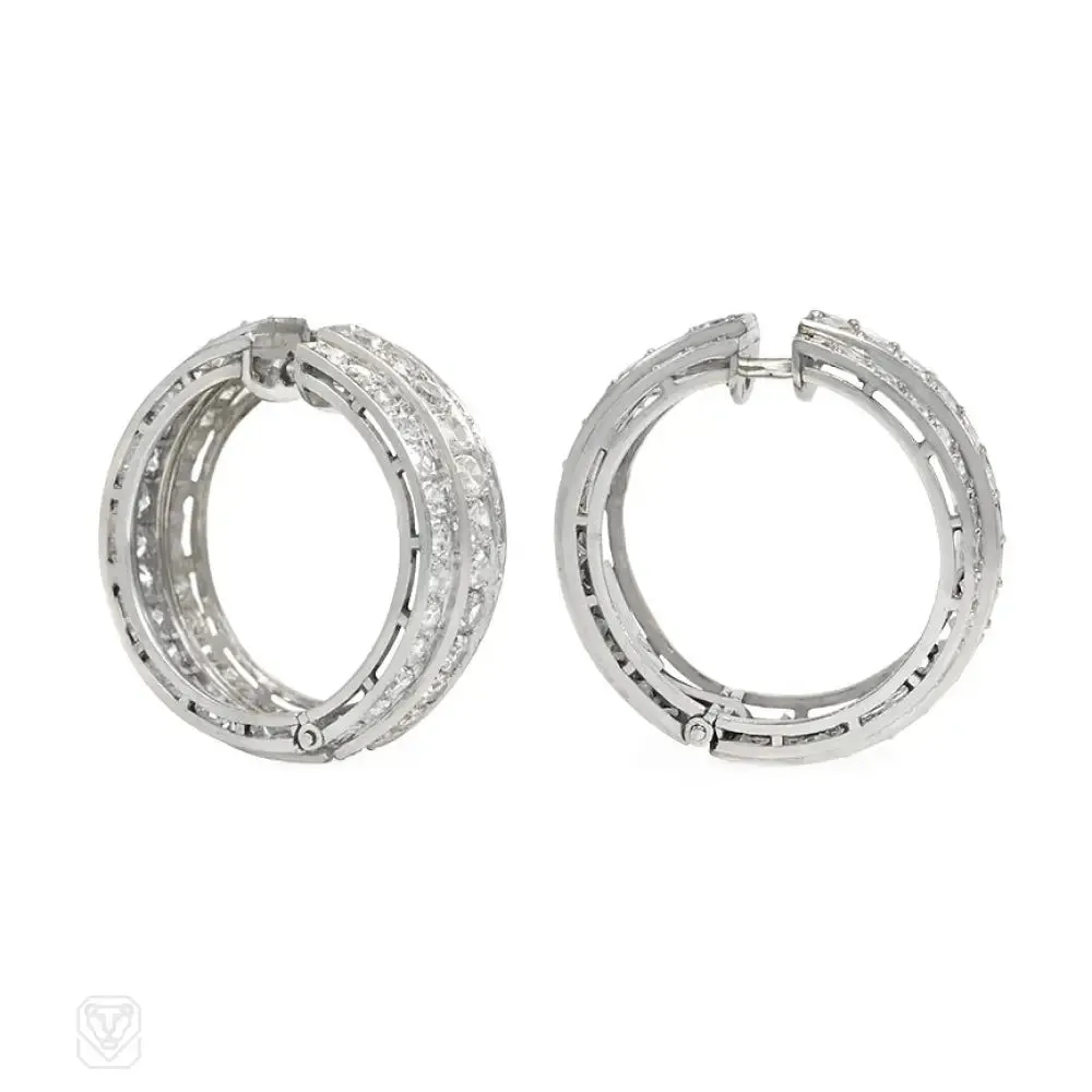 Art Deco diamond hoop earrings