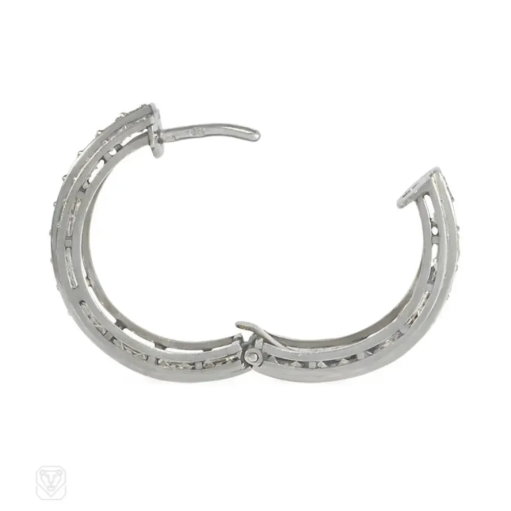 Art Deco diamond hoop earrings