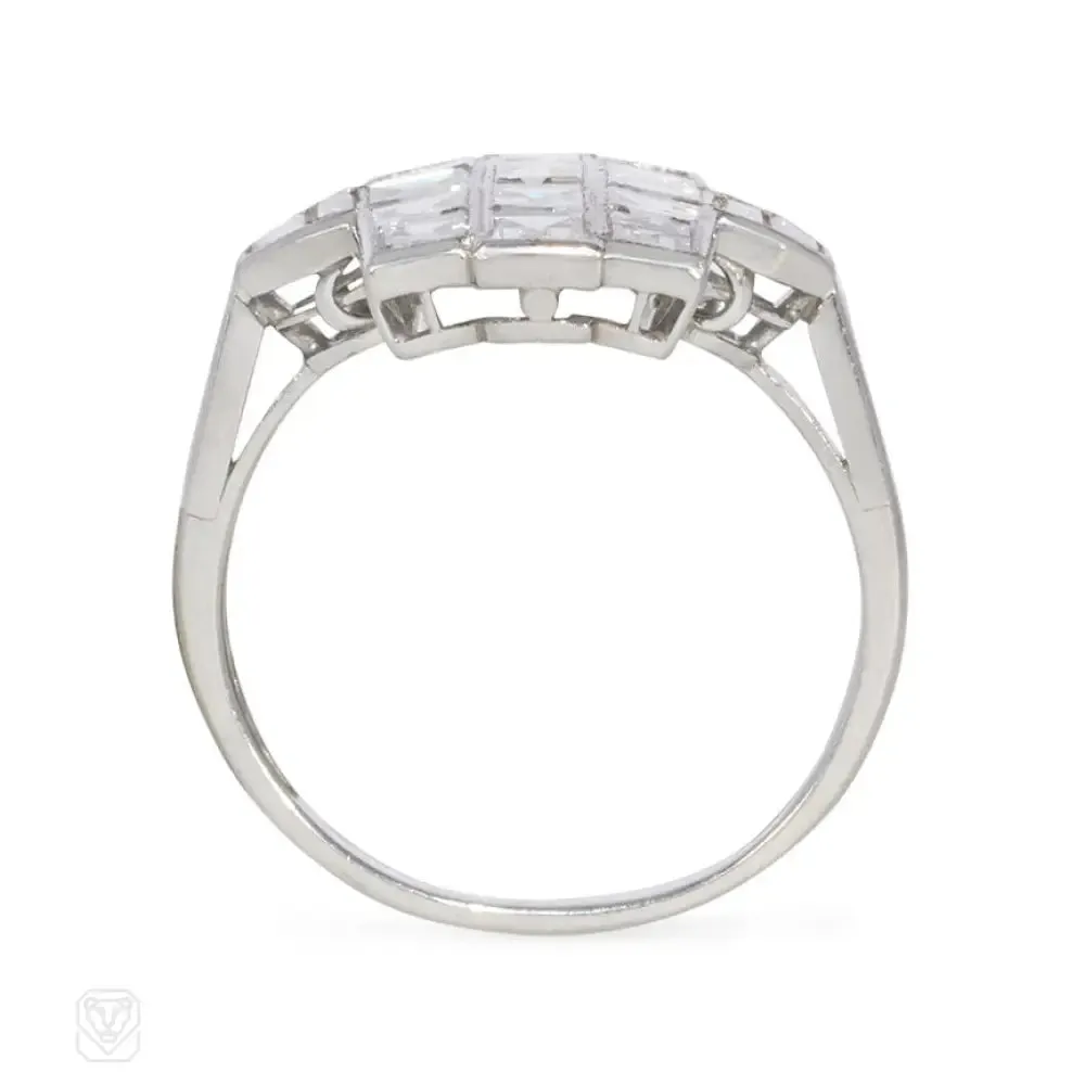 Art Deco vertical diamond plaque ring.