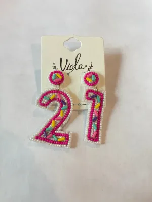 Beaded 21st Birthday Earring