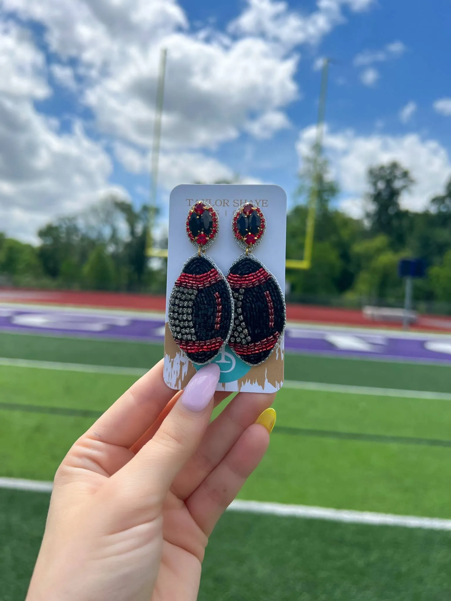 Beaded Black and Red Football