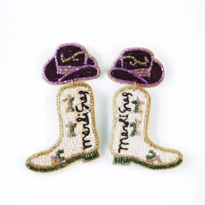 Beaded Mardi Gras Earrings~SALE