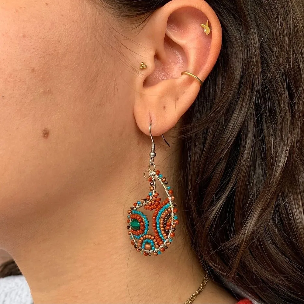 Beaded Paisley Wire Earrings - Pick Your Favorite