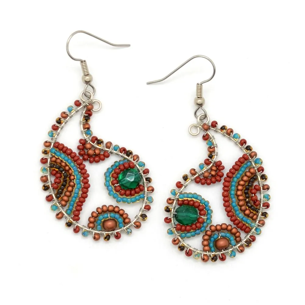 Beaded Paisley Wire Earrings - Pick Your Favorite