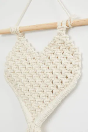 Beige Heart Macrame Wall Hanger