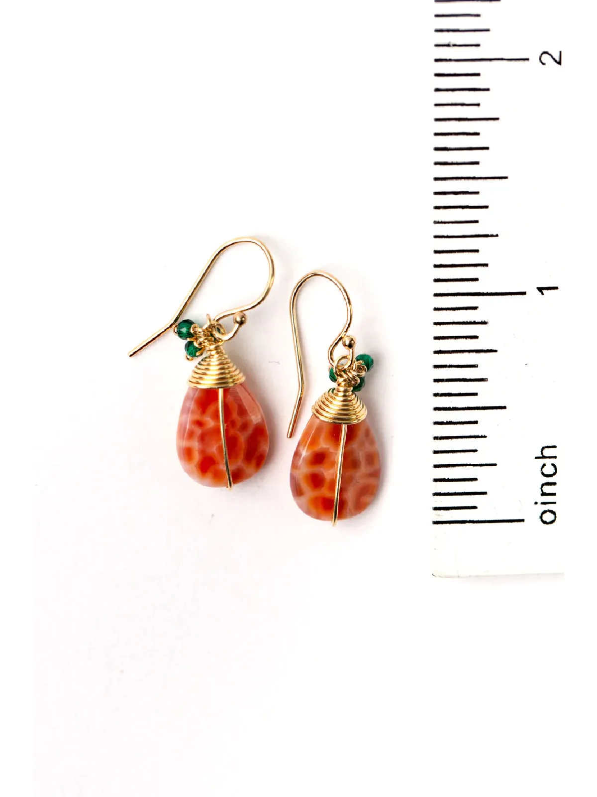 Bergamot Fire Agate Dangles by Anne Vaughan