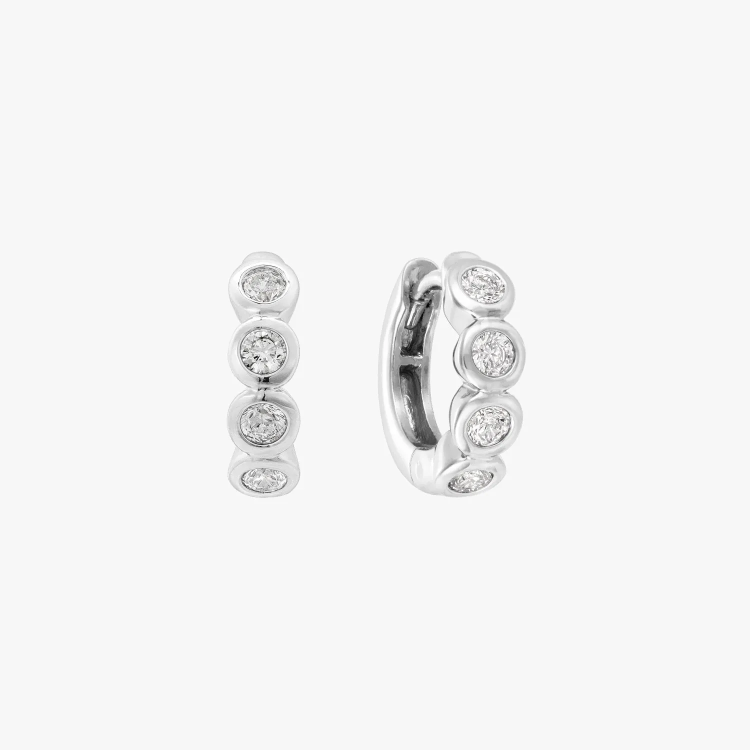 Bezel Huggie Hoop Earrings