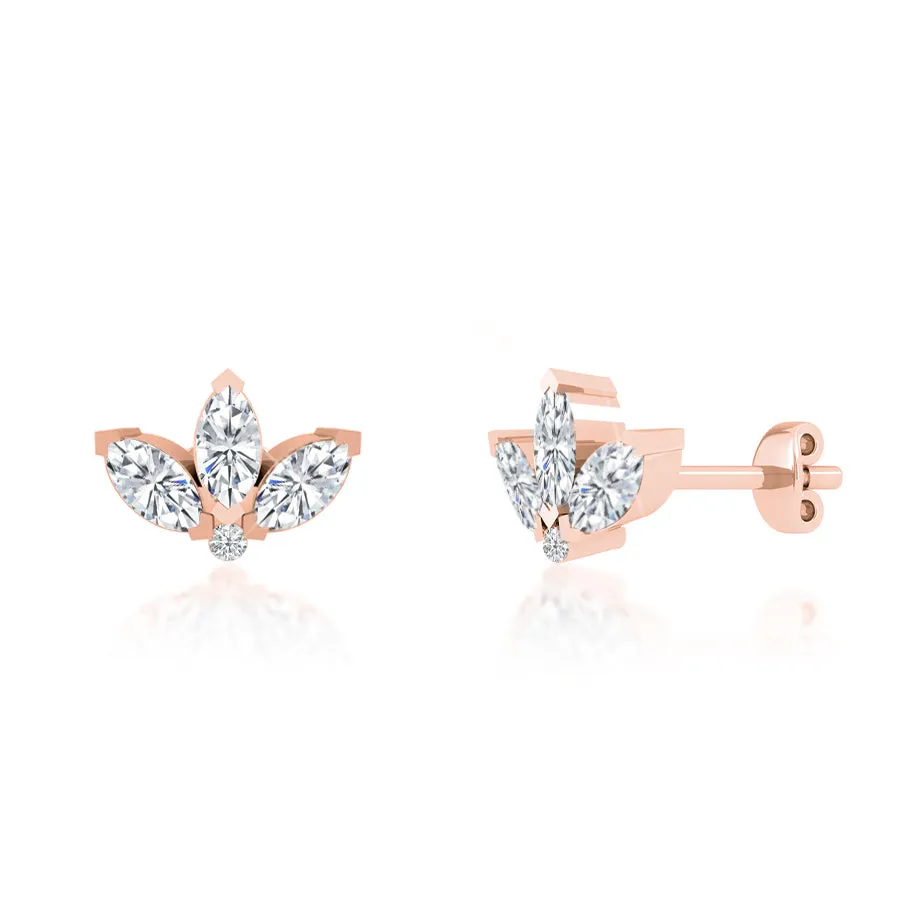 BIRDIE - Marquise Petal Lab Diamond Earrings 18k Rose Gold