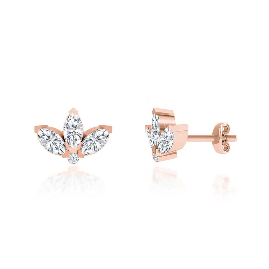 BIRDIE - Marquise Petal Lab Diamond Earrings 18k Rose Gold