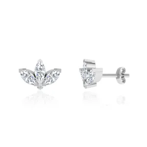 BIRDIE - Marquise Petal Lab Diamond Earrings 18k White Gold