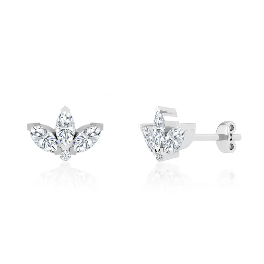 BIRDIE - Marquise Petal Lab Diamond Earrings 18k White Gold