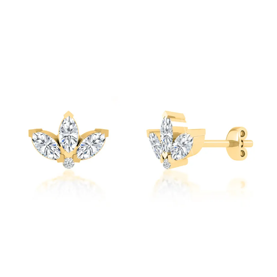 BIRDIE - Marquise Petal Lab Diamond Earrings 18k Yellow Gold