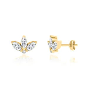 BIRDIE - Marquise Petal Lab Diamond Earrings 18k Yellow Gold