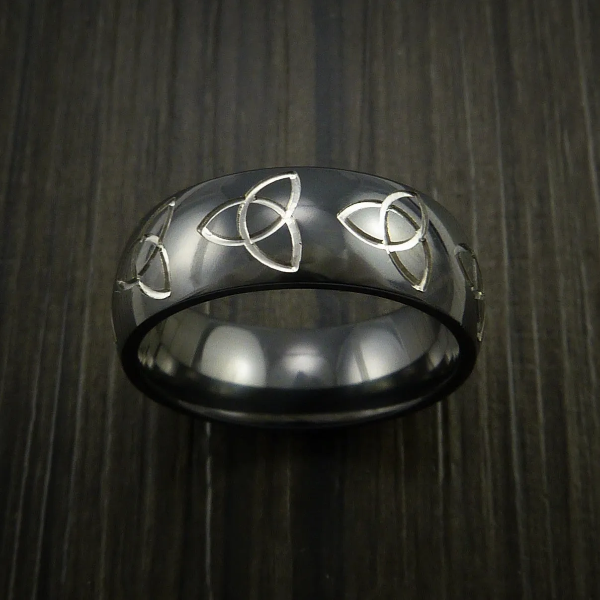 Black Zirconium Celtic Trinity Men's Ring Irish Knot Design Band