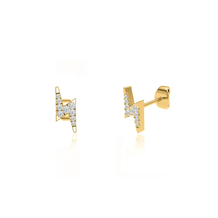 BLAISE - Lightning Bolt Petite Lab Diamond Earrings 18k Yellow Gold