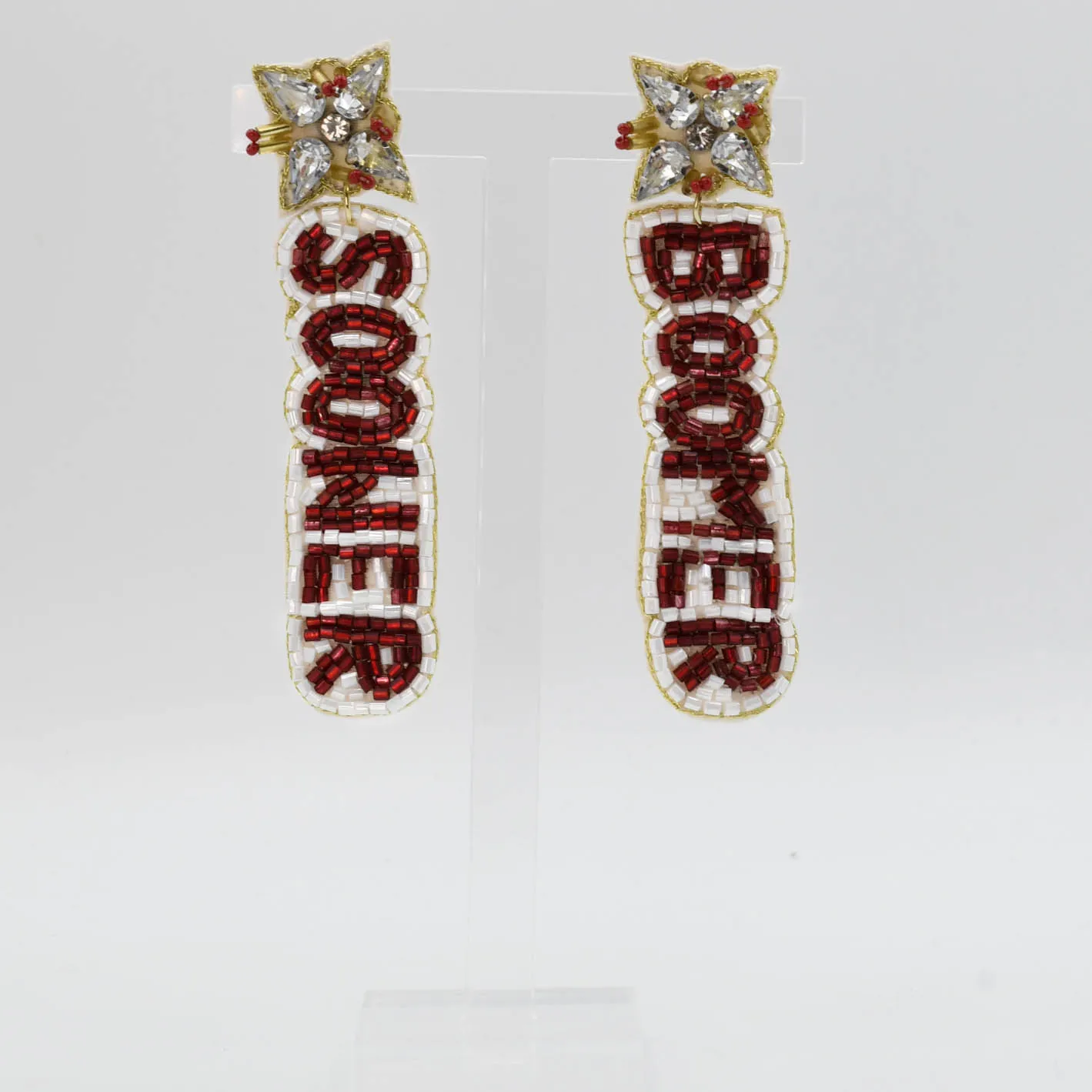 Boomer Sooner Beaded/Jeweled Earrings T24