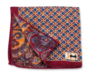 Burgundy Geometric/Paisley Pocket Square - 5625