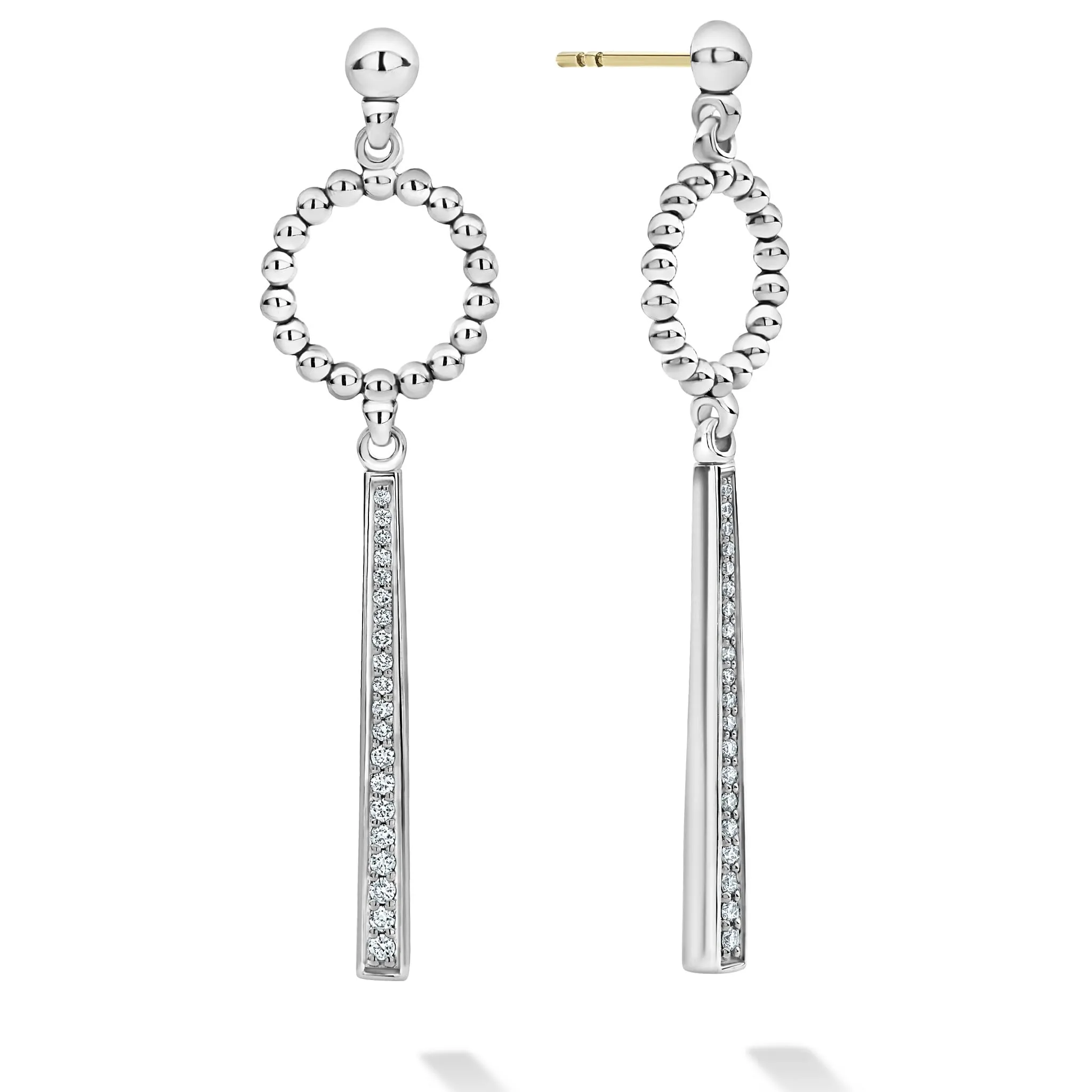 Caviar Spark Beaded Circle Diamond Drop Earrings