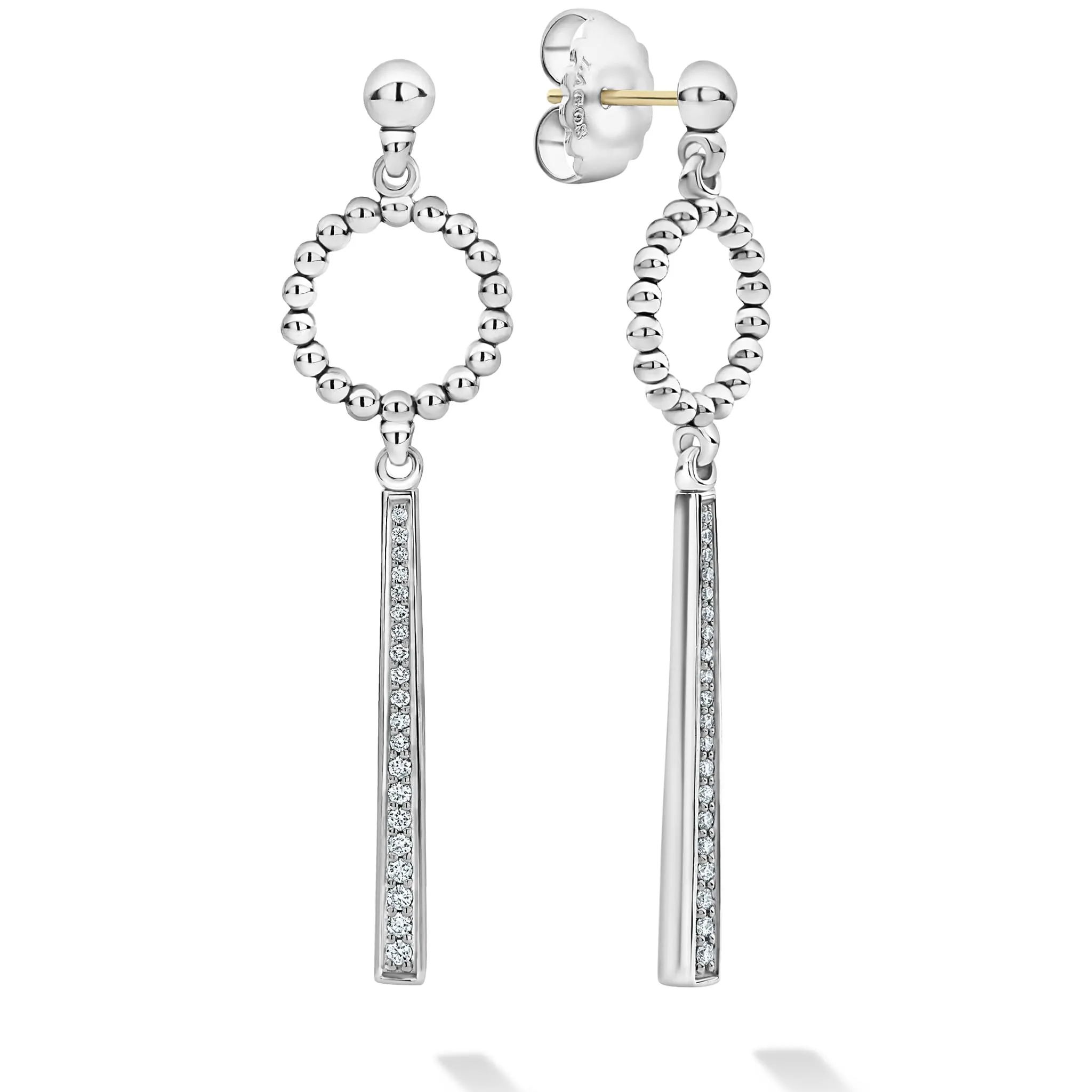 Caviar Spark Beaded Circle Diamond Drop Earrings