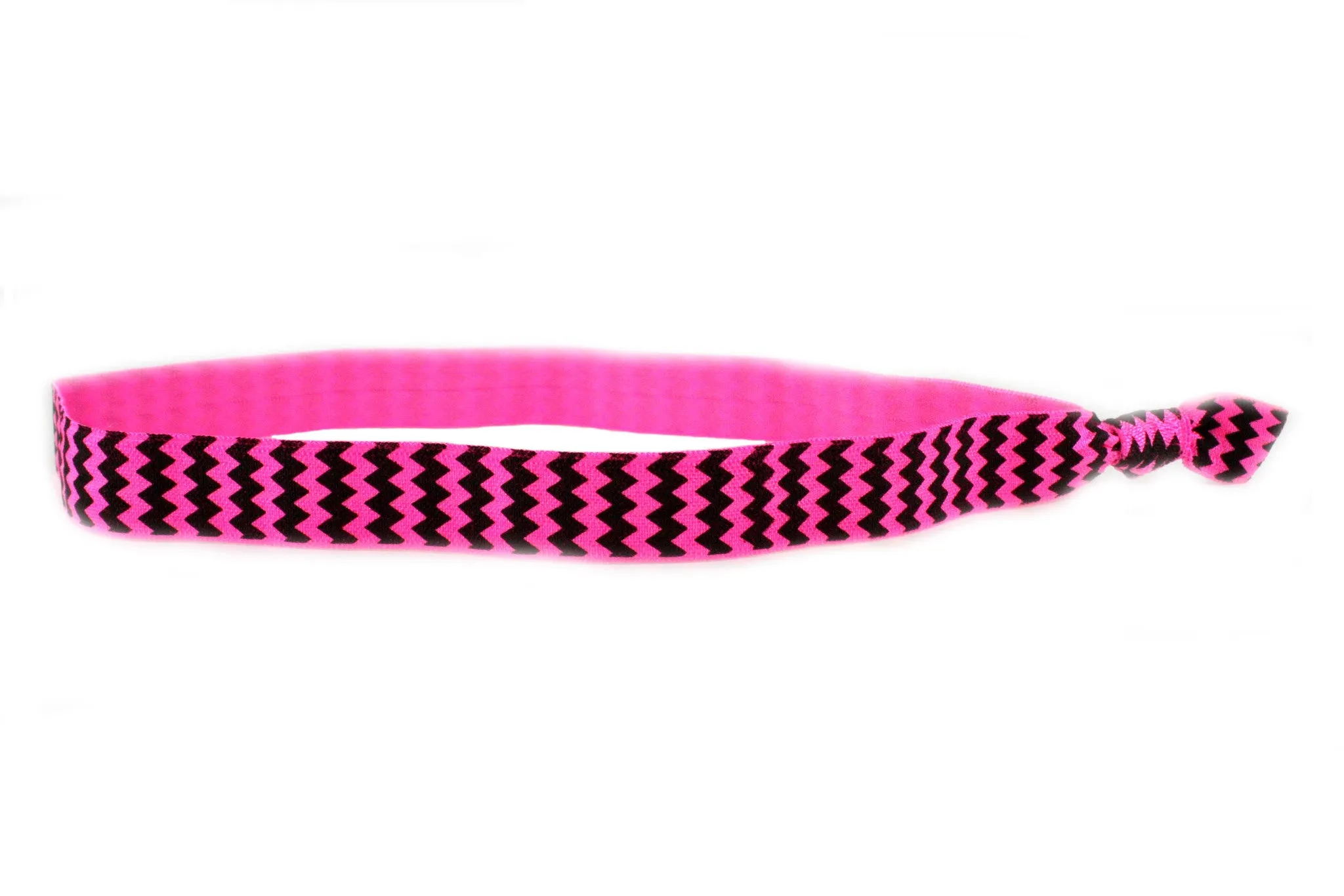 Chevron Hot Pink Black Elastic Headband (SKU 6025 HB)