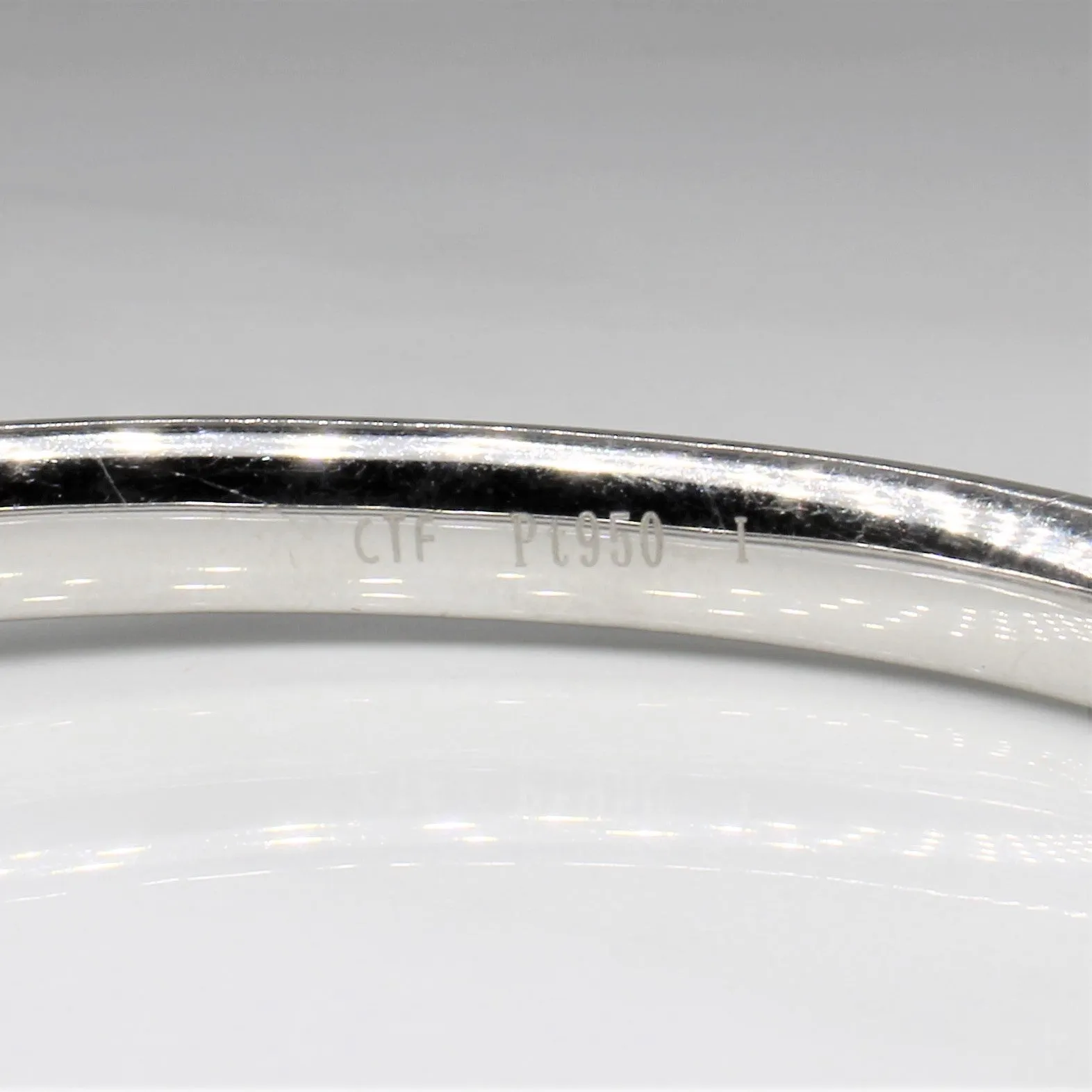 'Chow Tai Fook' Textured Platinum Bangle | 6" |