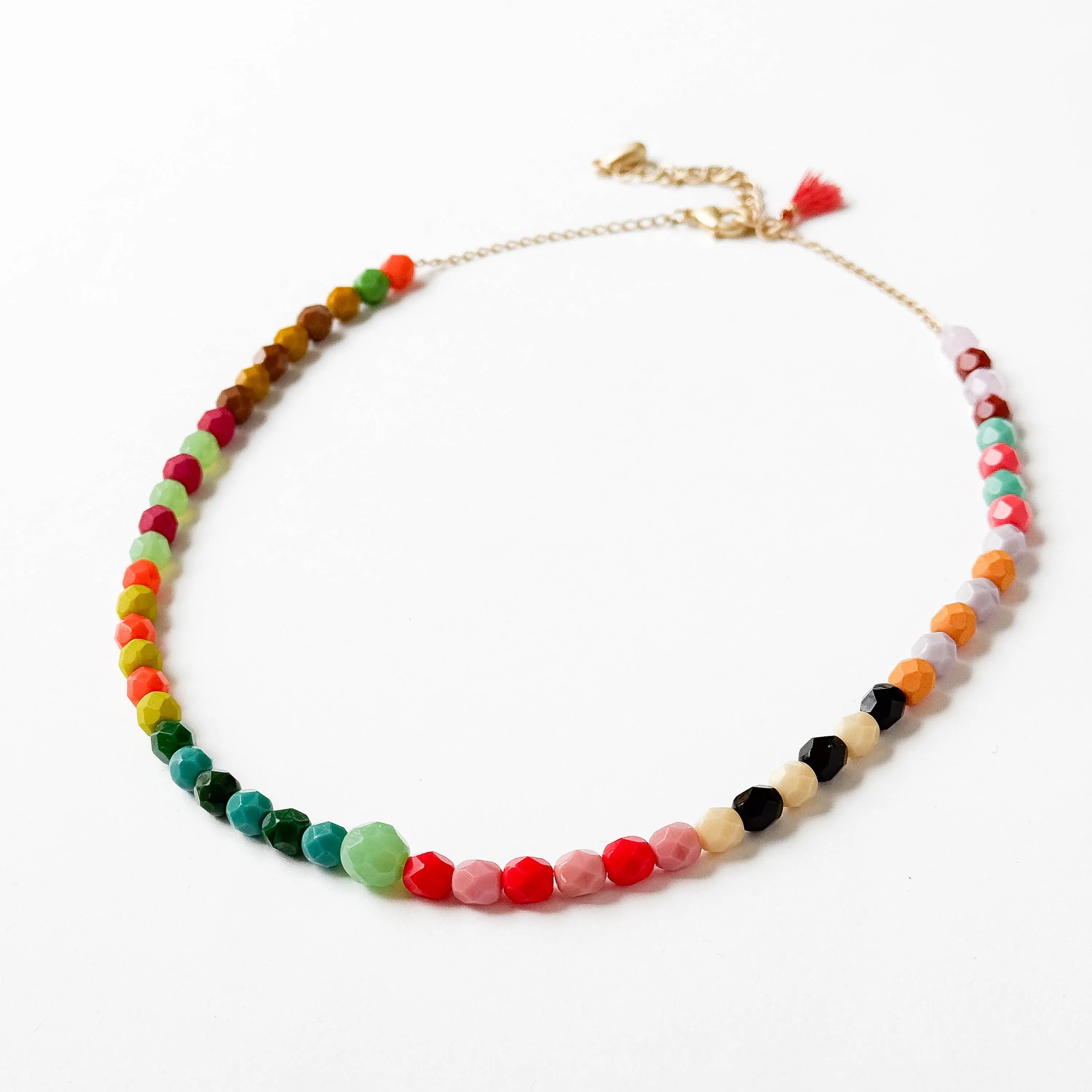 Colorful Beaded Necklace with Tassel