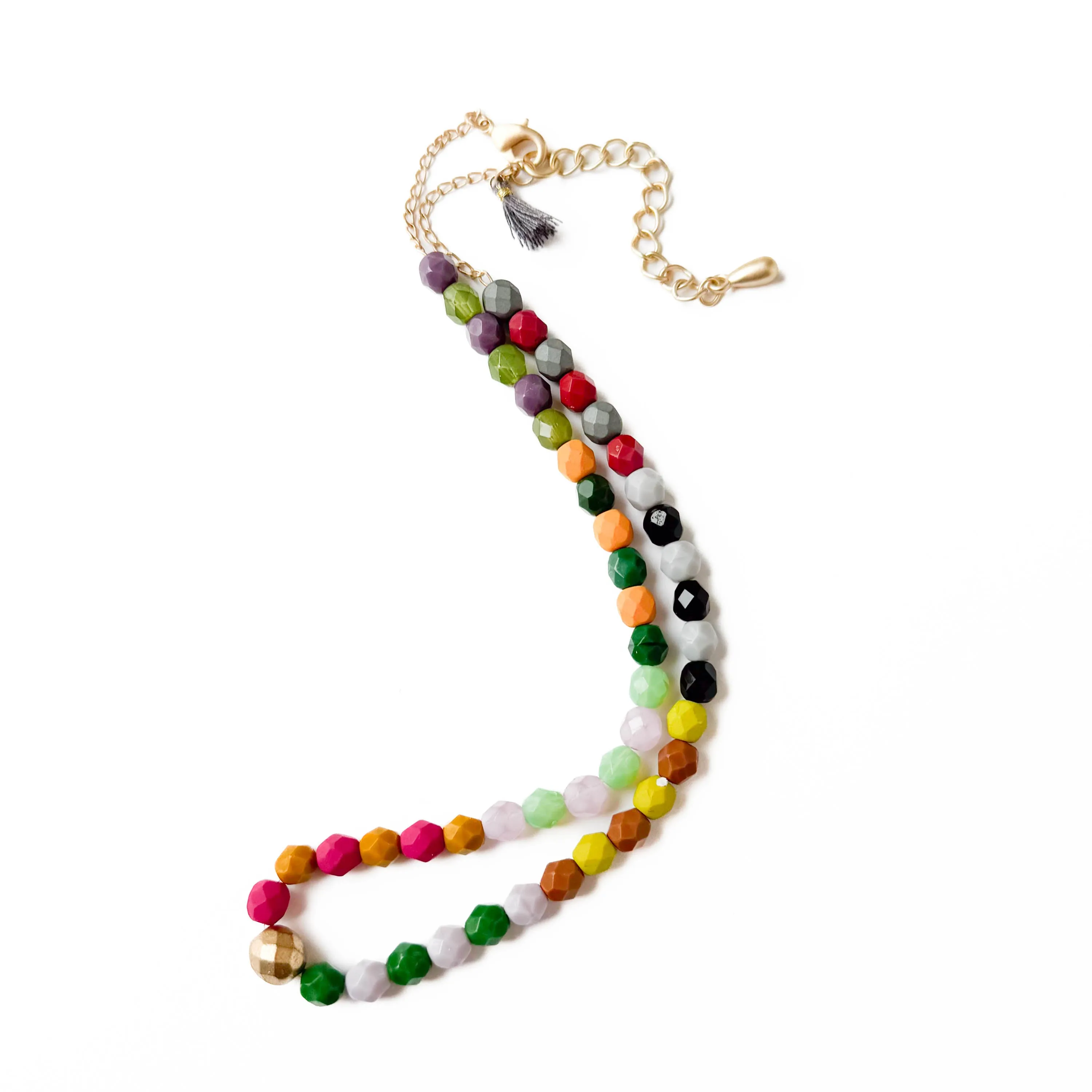 Colorful Beaded Necklace with Tassel