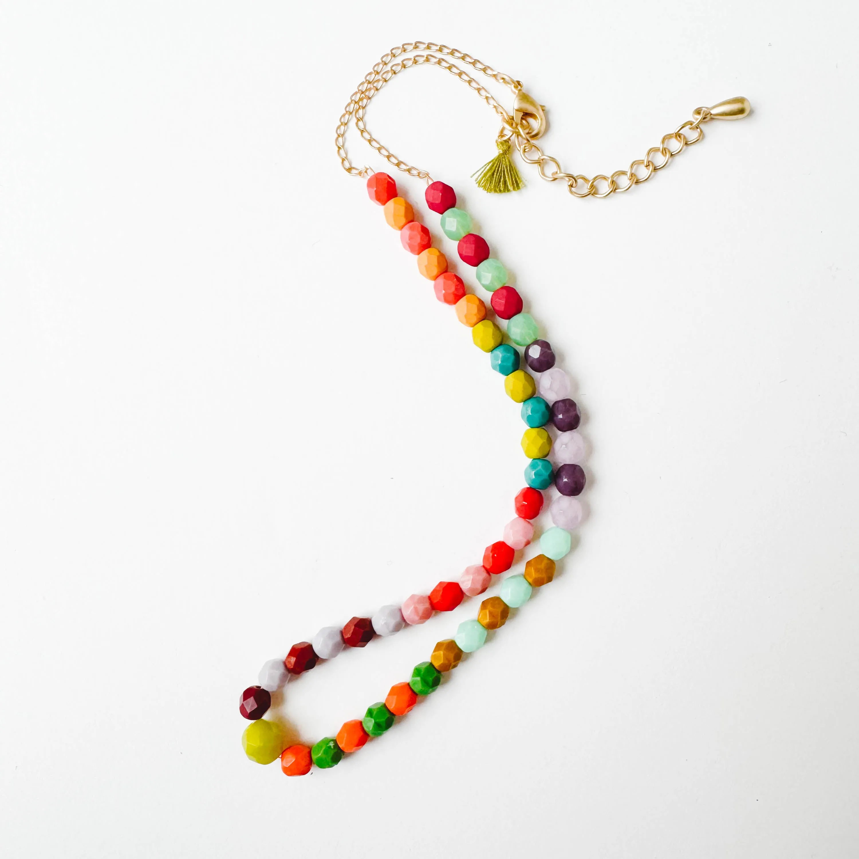 Colorful Beaded Necklace with Tassel