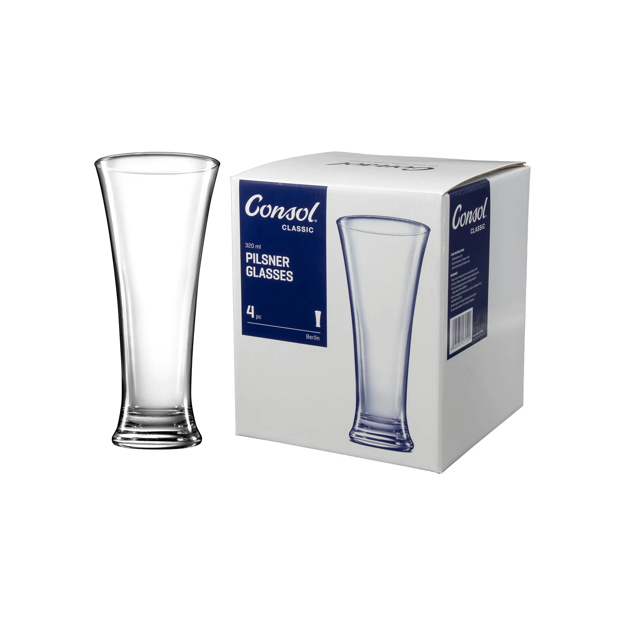 Consol Glass Berlin Pilsner Glass 320ml 4 Pack