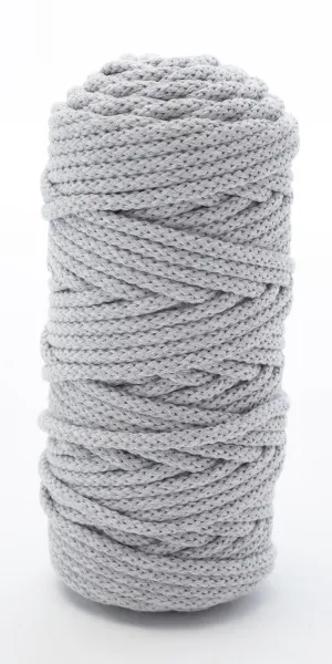 Cotton Braided Cord - 5mm - Soft Gray ♻️