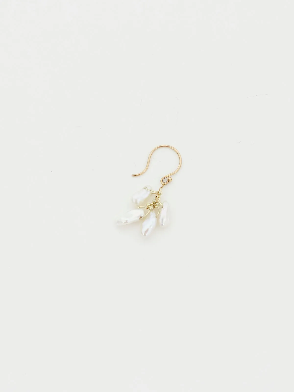 Cream Colour Keshi Cluster Earrings on 18k Gold