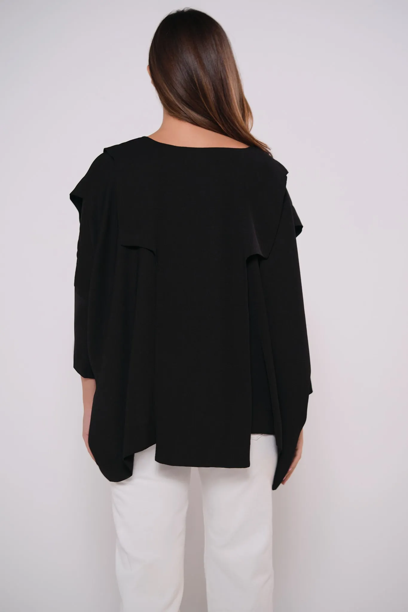 Cut out layered shirt in black