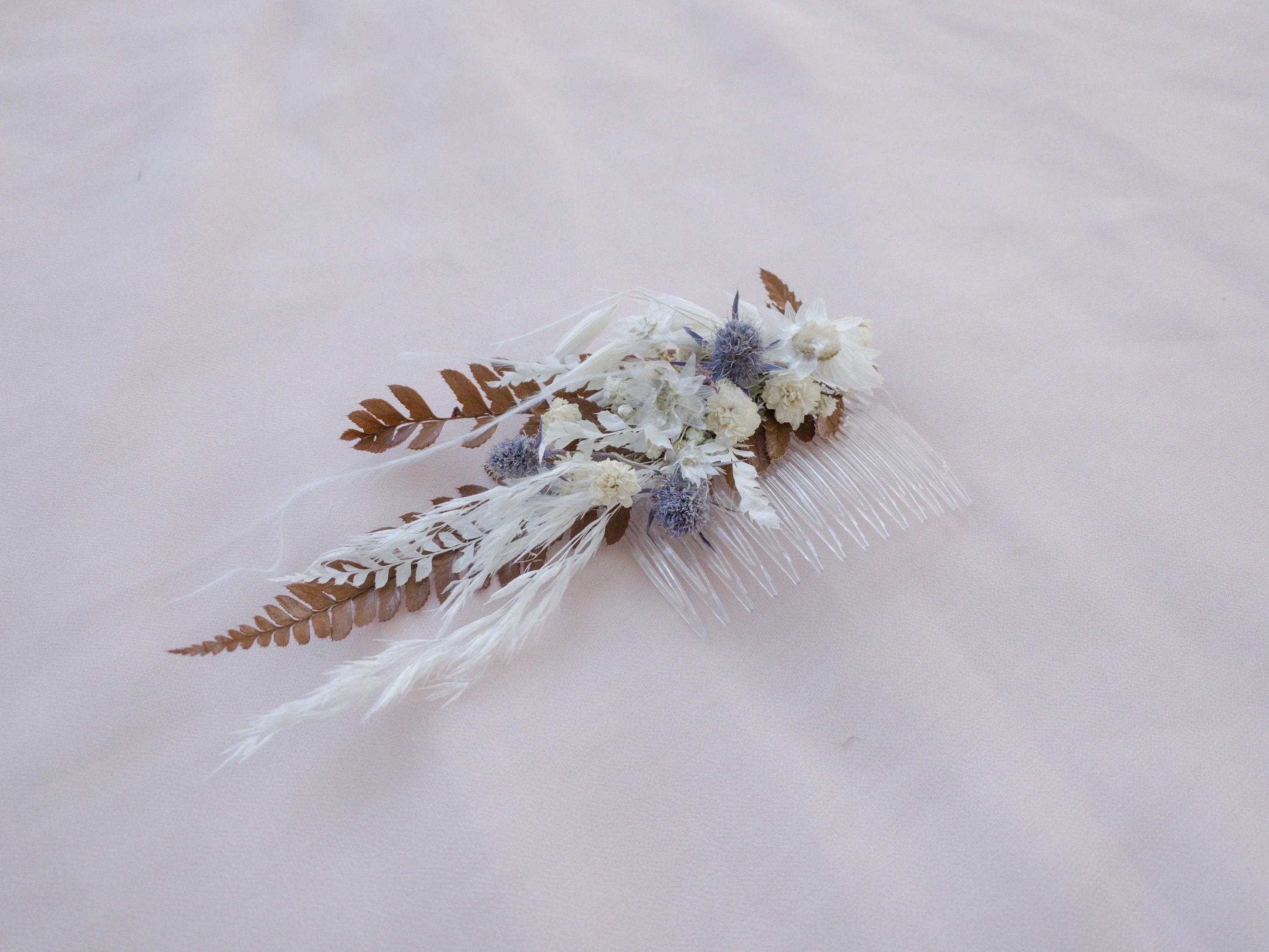 Daisy and Fern Boho Real Dried Flower Comb / Bridal Comb / Bridesmaids Comb / Bride Flower Comb