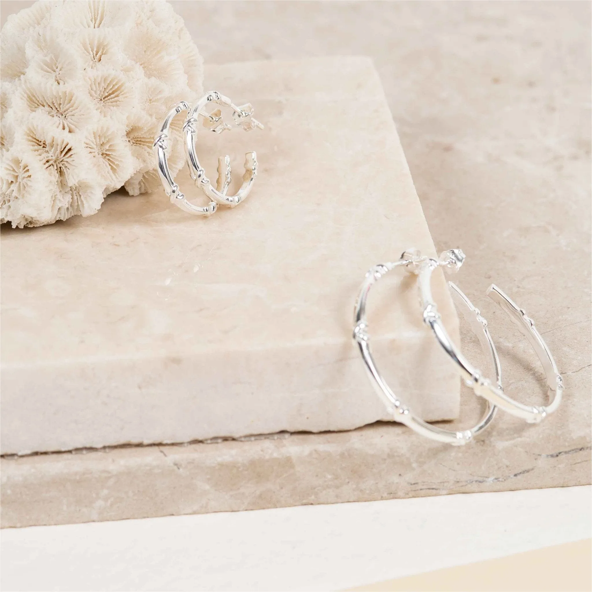 Deia Piccolo Sterling Silver Kiss Hoop Earrings