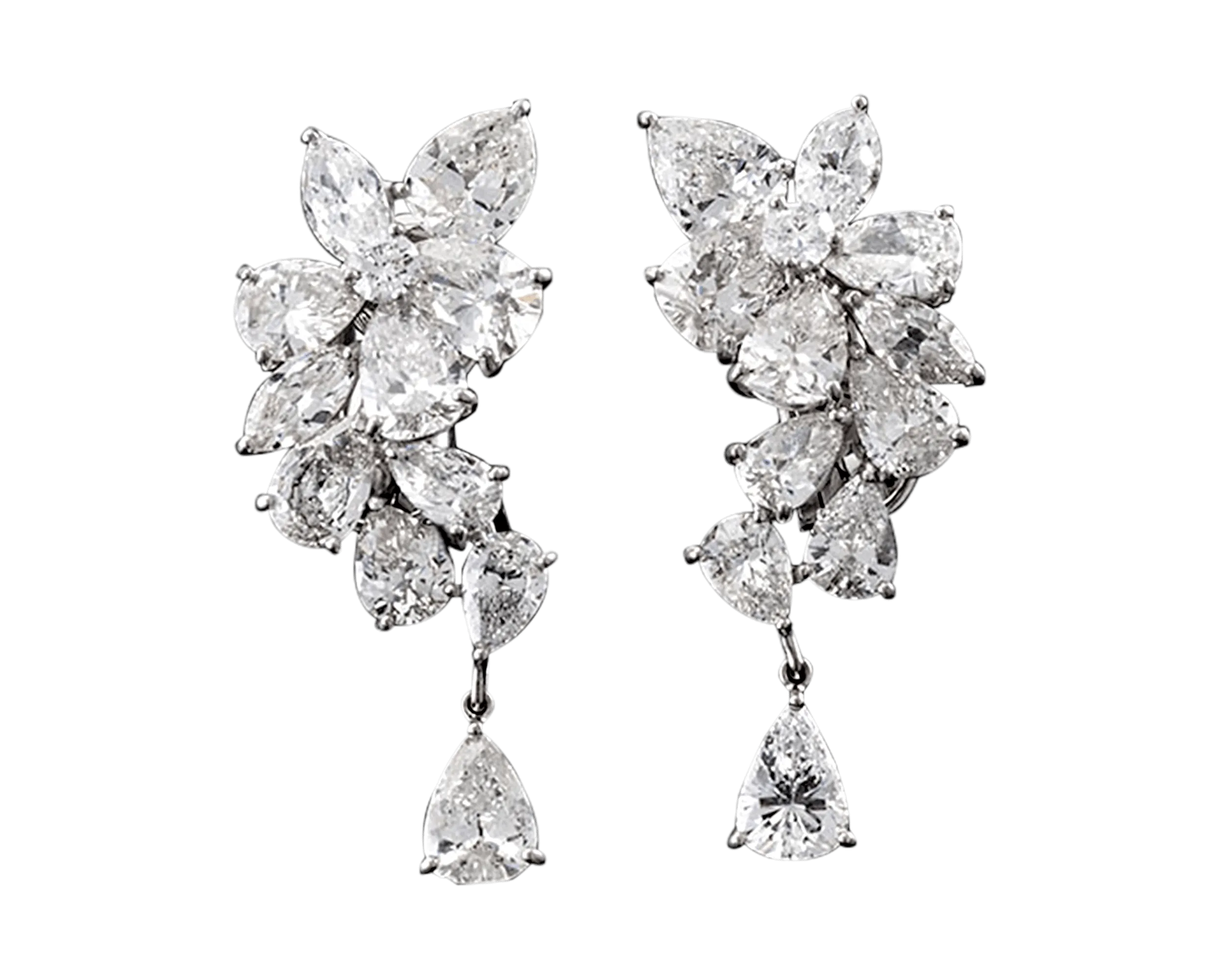 Diamond Cluster Drop Earrings, 11.30 Carats